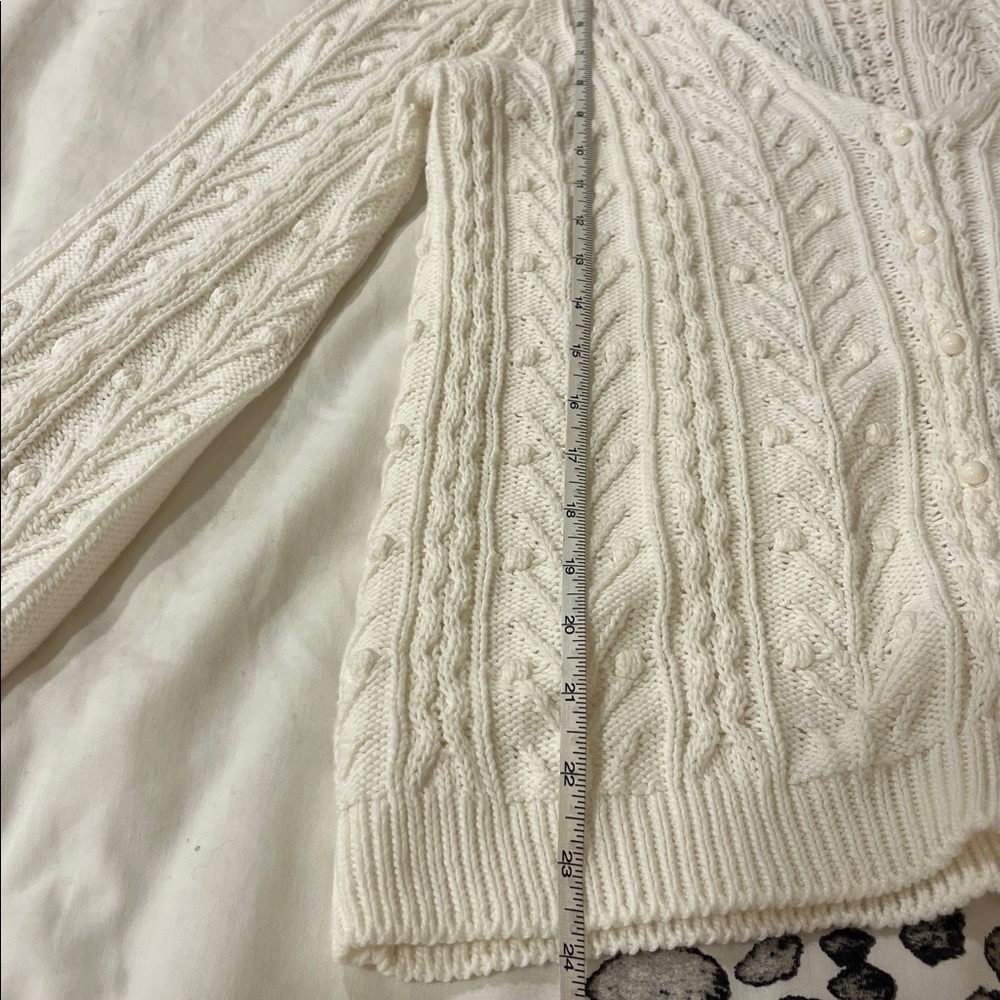 Sezane Cream V-Neck Cable Knit Sweater - Picture 12 of 12